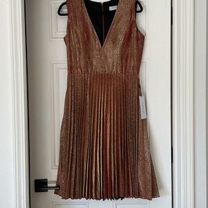 Helsi Elegant Copper Pleated Mini Dress